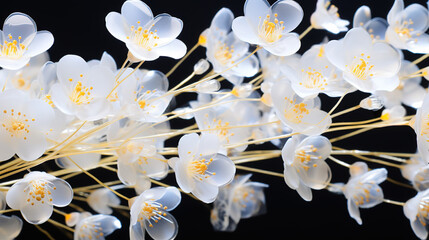 Dried little white flowers bud background. Generative Ai