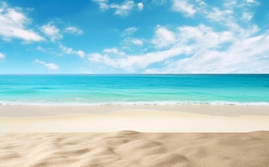 Fototapeta na wymiar Beautiful beach and tropical sea. Panoramic composition with copy space
