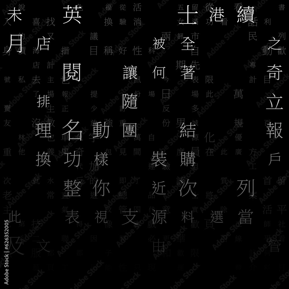 Poster abstract matrix background. random characters of chinese simplified alphabet (hong kong). gradiented