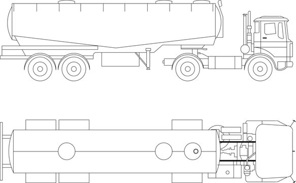 Sketch vector illustration of big water and oil tanker trailer car design with transport