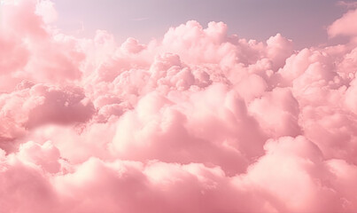 Romantic pink sky background. Clouds soft on sunset. For postcard, book illustration. Created with generative AI tools - obrazy, fototapety, plakaty