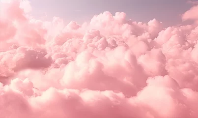 Türaufkleber Hell-pink Romantic pink sky background. Clouds soft on sunset. For postcard, book illustration. Created with generative AI tools