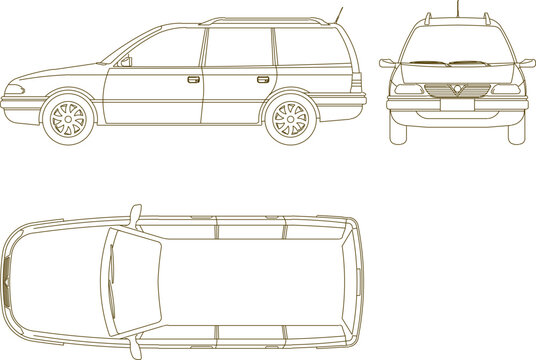 Vector sketch illustration of minivan car design for small family in big cit