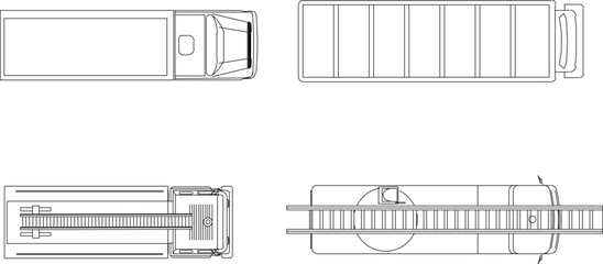 Vector sketch of a large vehicle car design illustration looking from above
