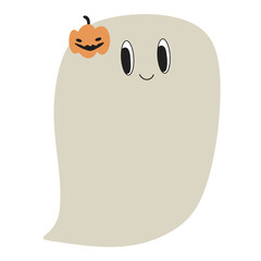 halloween spooky ghost cute cartoon groovy retro vintage mascot 