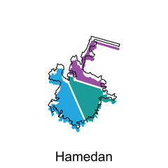 Hamedan City of Iran map vector illustration, vector design template