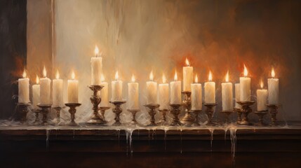 Candles are burning in the church, scented candles, Generative AI