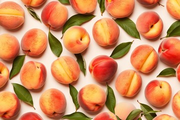 Top view of many peaches, pattern texture, made with generative ai