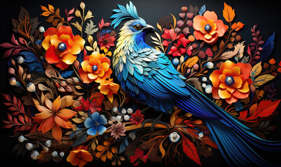 Obraz premium Abstract floral background, colorful flowers on a dark background.