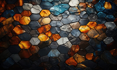 Abstract background, colorful tiles of abstract shapes.