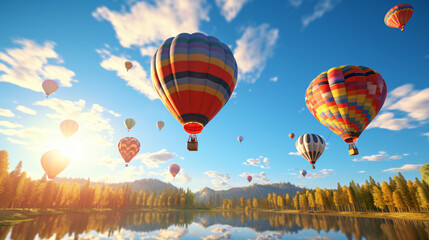 Obraz premium Hot-Air Balloons in the sky.Generative AI