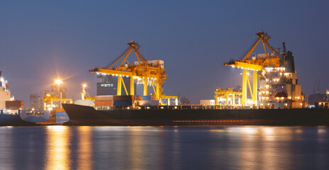International trade, cargo, container, port economy, and stock market investment. - obrazy, fototapety, plakaty