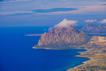 View of San Vito Lo Capo from Castello di Venere (Venus Castle) in Erice, near Trapani in northwestern Sicily, Italy