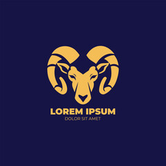 Abstract vector horns ram, sheep, goat, lamb animal sheep logo, Aries icon, goat sign.