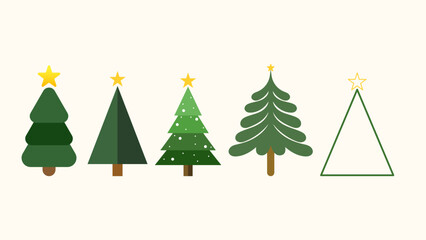 Collection of Christmas trees, modern flat design, Element in Christmas holiday , illustration Vector