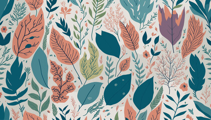 Abstract Vector Botanical Prints: Exotic Seamless Patterns 