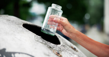 Glass Waste Reuse. Recycling Bottles