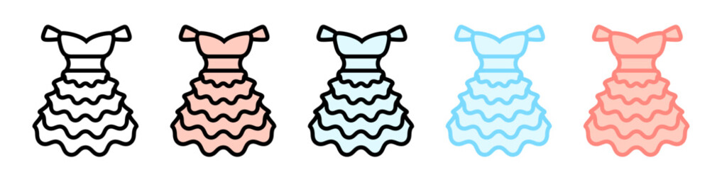 ウエディングドレスのシンプルアイコンセット