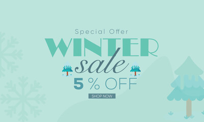 winter sale banner vector, winter sale 5% off, winter 5% off, winter sale creative template, winter sale banner background