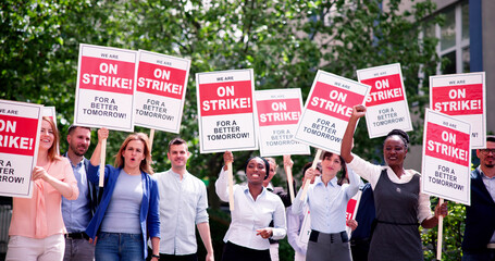 Workers Strike Demonstration In City. Labor Union March