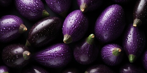 AI Generated. AI Generative. Many eggplants pattern on background. Fresh healthy vegetables food diet. Graphic Art