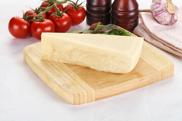 Piece Italian hard parmesan cheese