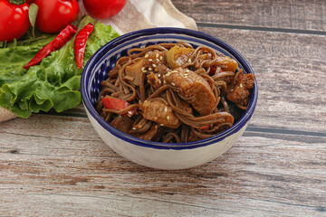 Udon soba with pork and vegetables