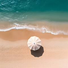 Beach with ocean and parasol