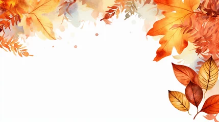 Poster Frame of autumn leaves painted by watercolor, isolated clipart, design of autumn themes. Autumn design, generative AI © Andrii