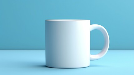 Obraz premium A 3D rendered white mug mockup on a light blue background, generative AI