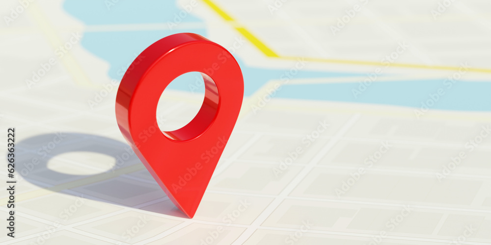 Poster city map and red pin pointer location. travel navigation gps concept.