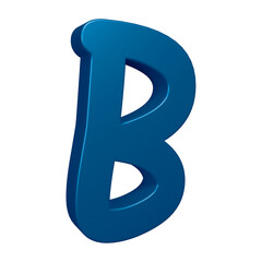 3D blue alphabet letter b for education and text concept