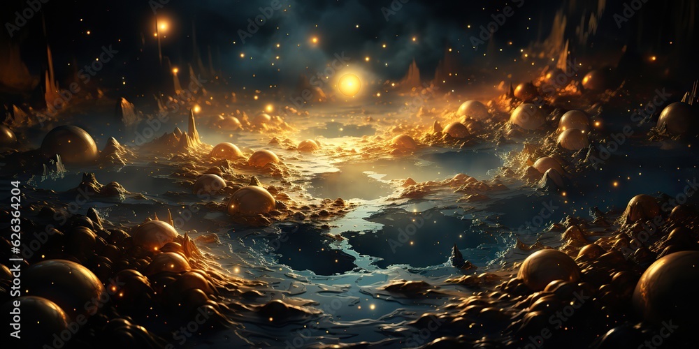 Wall mural ai generated. ai generative. modern minimal solar system galaxy space decoration abstract background