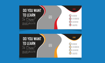Car driving Facebook cover banner template, Facebook cover banner design.social media Luxury car rental web banner template,