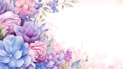 Background pastel colors watercolor flowers. Generative Ai