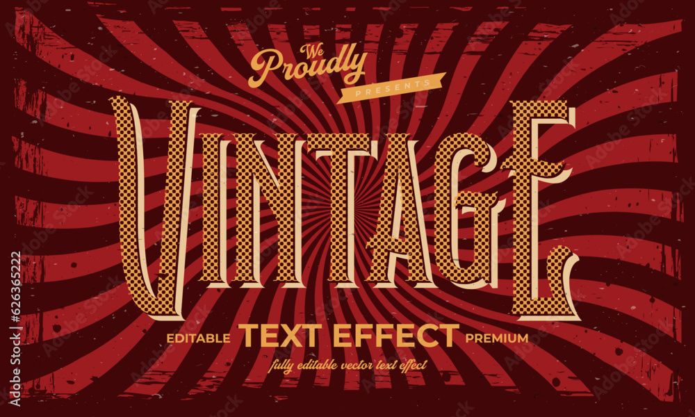 Wall mural vintage retro editable text effect alphabet font typography typeface