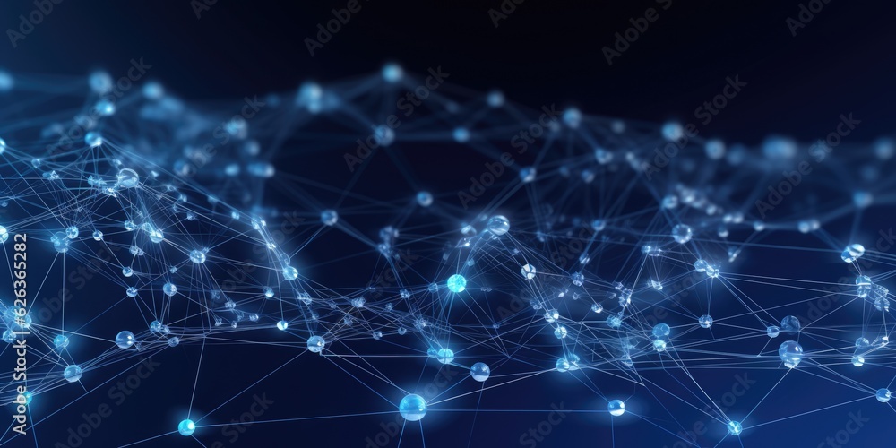Aufkleber 3d network connections with plexus design blue background wallpaper. generative ai image weber.