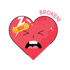 Broken doodle vector outline Sticker. EPS 10 file