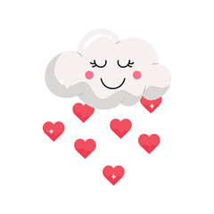 Love cloud doodle vector outline Sticker. EPS 10 file