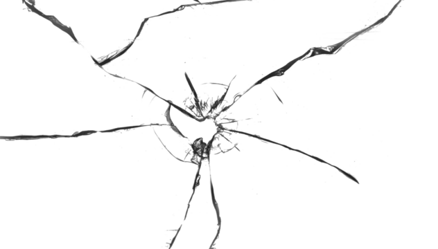 Broken glass texture. Bullet hole. Transparent background