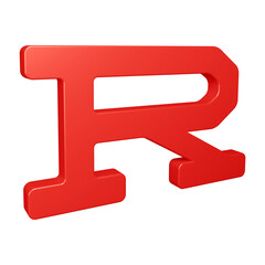 3D red alphabet letter r for education and text concept