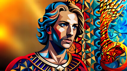 A conceptual abstract portrait of Alexander the Great.