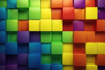 Small square boxes in LGBT rainbow colors, background, generative ai