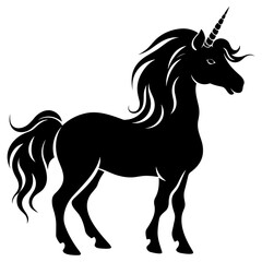 Obraz na płótnie Canvas Cute unicorn black silhouette 
