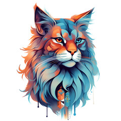 Spiritual Maine coon cat with feather fur, generative ai