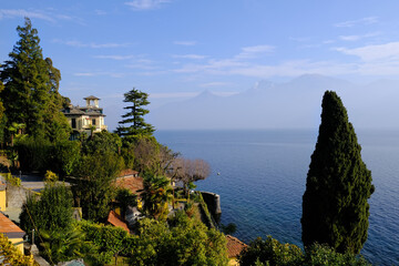 Beautiful coastal landscape at Como Lake, Lombardy, Italy