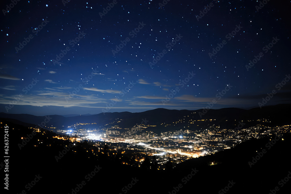 Wall mural a time-lapse image of a meteor shower streaking across the night sky, creating a celestial spectacle