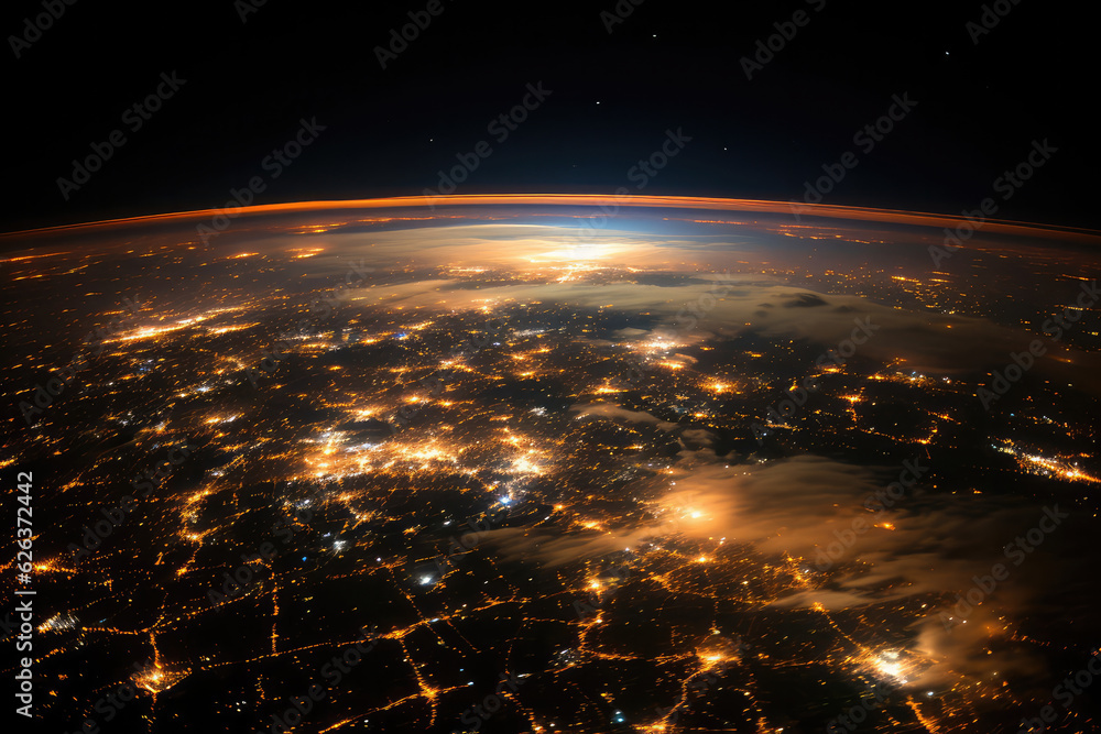 Canvas Prints a space station orbiting the earth, with astronauts conducting experiments, floating in zero gravity