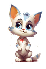 Sweet colorful cat artwork, cute kitten graphic illustration, Generative AI