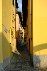 Picturesque traditional colorful street view in Bellagio on the shore of the Como Lake, Lombardy, Italy